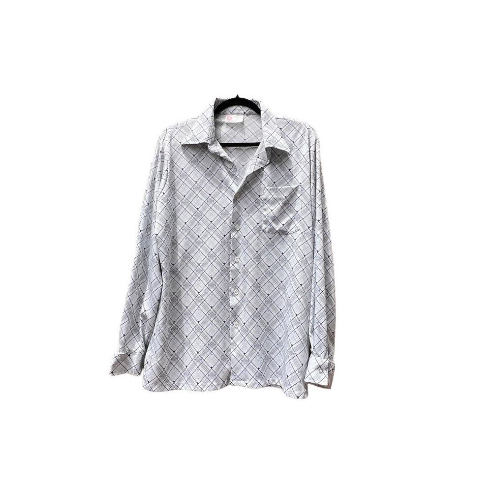 Vintage 1970s 70s Groovy Novelty Plaid Kings Road Dagger Button Down Shirt